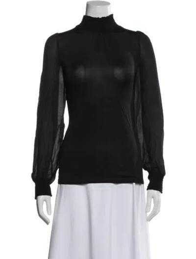 Pre-owned Alice And Olivia Silk Turtleneck Blouse In Black
