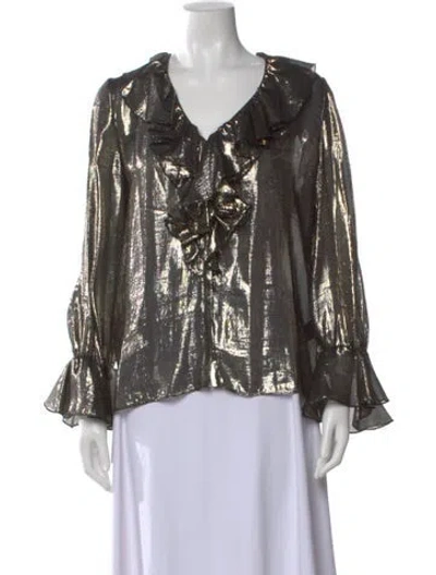 Pre-owned Alice And Olivia Silk V-neck Blouse