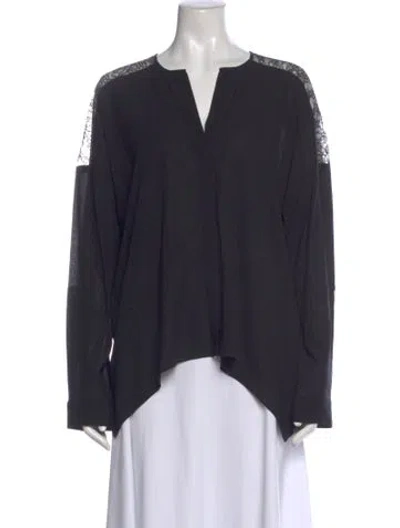 Pre-owned Alice And Olivia Silk V-neck Blouse In Black