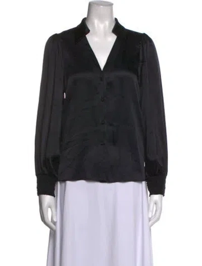 Pre-owned Alice And Olivia Silk V-neck Blouse In Black