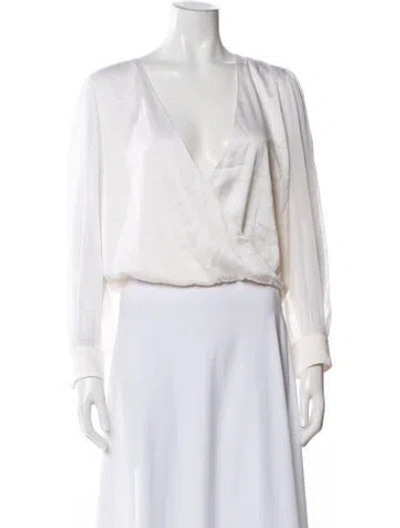 Pre-owned Alice And Olivia Silk V-neck Blouse In Blue