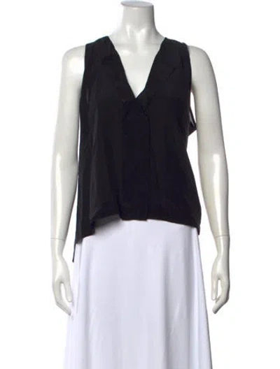 Pre-owned Alice And Olivia Silk V-neck Blouse In Blue