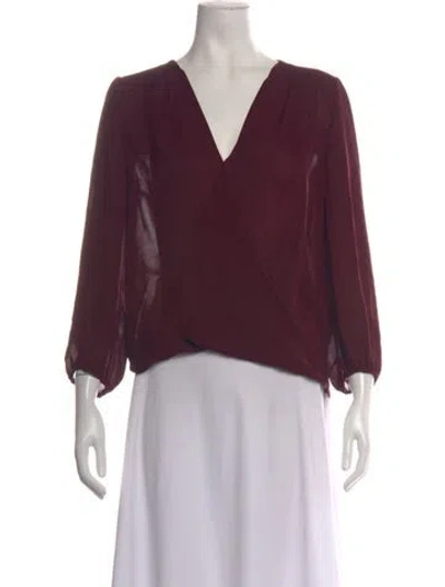 Pre-owned Alice And Olivia Silk V-neck Blouse In Burgundy