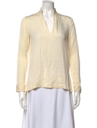 Pre-owned Alice And Olivia Silk V-neck Blouse In Neutral