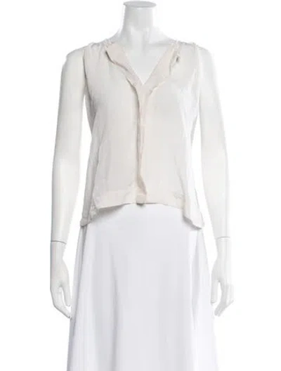 Pre-owned Alice And Olivia Silk V-neck Blouse In Neutral