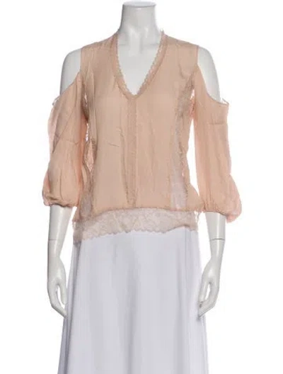 Pre-owned Alice And Olivia Silk V-neck Blouse In Pink