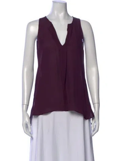 Pre-owned Alice And Olivia Silk V-neck Blouse In Purple