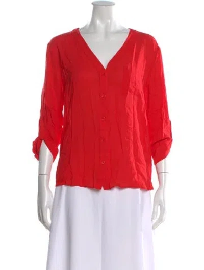 Pre-owned Alice And Olivia Silk V-neck Blouse In Red