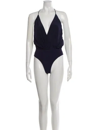 Pre-owned Alice And Olivia Silk V-neck Bodysuit In Green