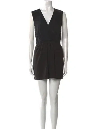 Pre-owned Alice And Olivia Silk V-neck Romper In Black