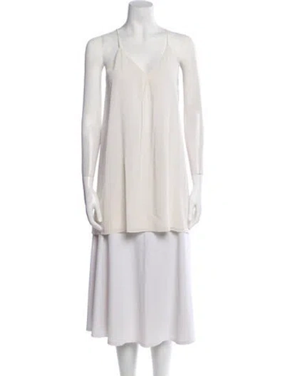 Pre-owned Alice And Olivia Silk V-neck Tunic In Neutral