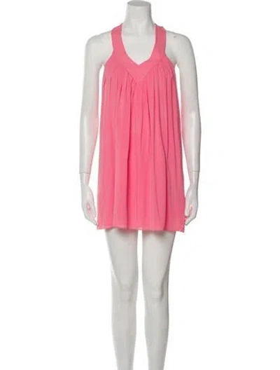 Pre-owned Alice And Olivia Silk V-neck Tunic In Pink