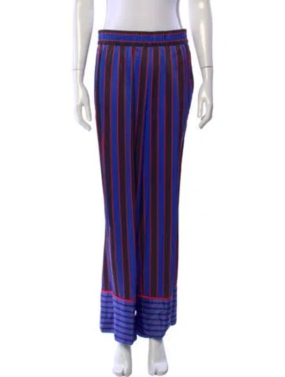 Pre-owned Alice And Olivia Silk Wide Leg Pants In Blue