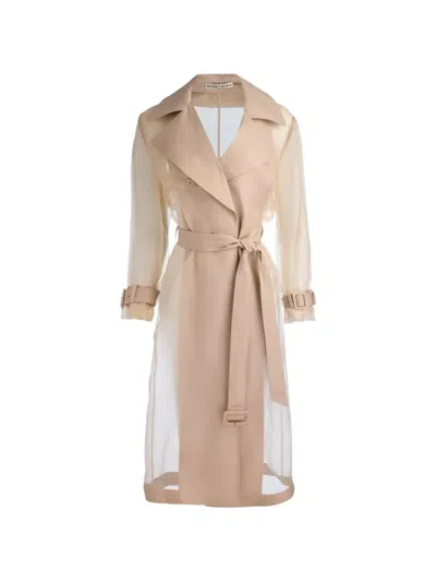 Alice And Olivia Silvia Sheer Belted Trench Coat In Neutral