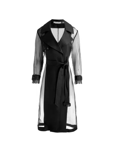 Alice And Olivia Silvia Sheer Trench Coat In Black