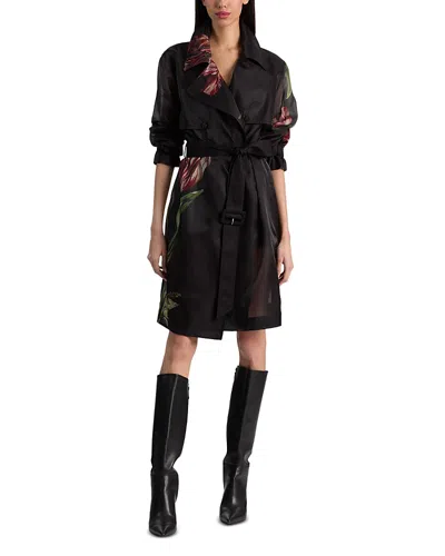 Alice And Olivia Silvia Sheer Trench Coat In Soft Tulip Black