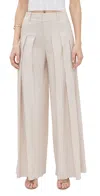 Alice And Olivia Simon Wide Leg Pleated Trousers Oatmeal In Oatmeal