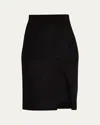 Alice And Olivia Siobhan Wrap-effect Pinstriped Twill Skirt In Black