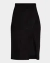 Alice And Olivia Siobhan Wrap-effect Pinstriped Twill Skirt In Black