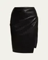 Alice And Olivia Siobhan Vegan Leather Knee-length Wrap Skirt In Black