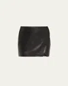 Alice And Olivia Siobhan Vegan Leather Wrap Mini Skirt In Black