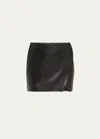Alice And Olivia Siobhan Vegan Leather Wrap Mini Skirt In Black