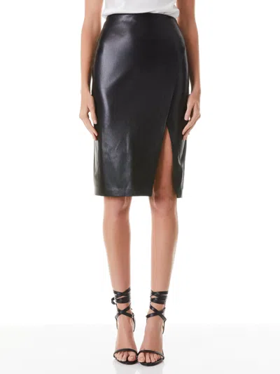 Alice And Olivia Siobhan Vegan Midi Skirt In Black