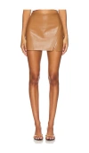 Alice And Olivia Alice + Olivia Siobhan Faux Leather Wrap Miniskirt In 카멜