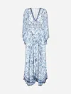 Alice And Olivia Alice + Olivia Sion Floral Long Sleeve Pleated Maxi Dress In Blue