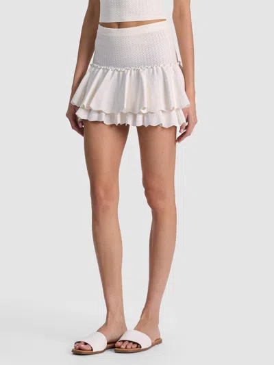 Alice And Olivia Siya Pointelle Skirt In White