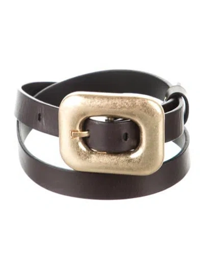 Pre-owned Alice And Olivia Skinny Leather Belt In Black