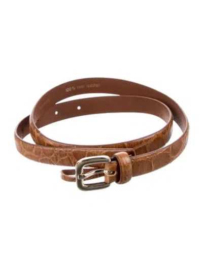 Pre-owned Alice And Olivia Skinny Leather Belt In Brown