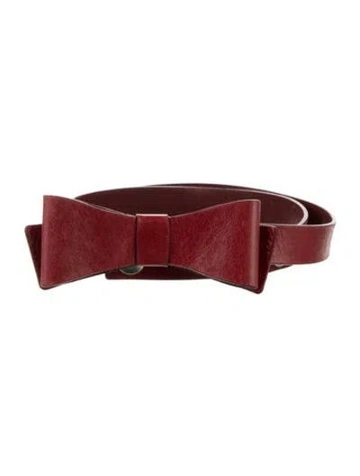 Pre-owned Alice And Olivia Skinny Leather Belt In Red
