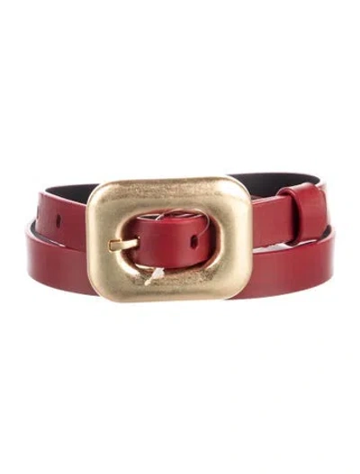 Pre-owned Alice And Olivia Skinny Leather Belt In Red