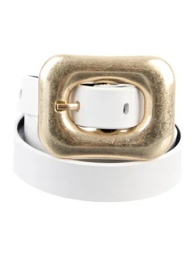 Pre-owned Alice And Olivia Skinny Leather Belt In White