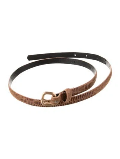Pre-owned Alice And Olivia Skinny Leather Waist Belt In Brown