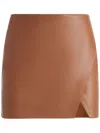 Alice And Olivia Siobhan Vegan Wrap Mini Skirt In Brown