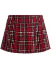 Alice And Olivia Mera Low Rise Pleated Skirt In Schoolgirl Plaid Bright Ruby