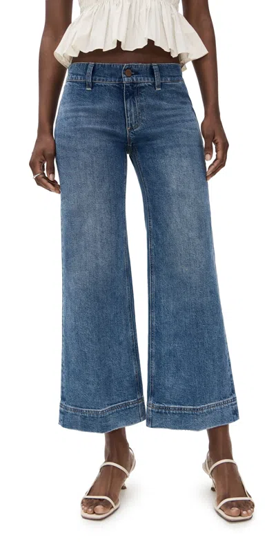 Alice And Olivia Slay Clean Wide Leg Ankle Jeans Avery Blue