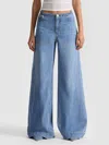 Alice And Olivia Slay Low Rise Wide Leg Jeans In Celine Vintage In Blue