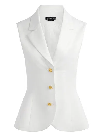 Alice And Olivia Sammie Sculpted Blazer Vest In Off White