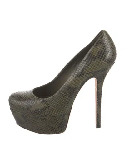 Pre-owned Alice And Olivia Snakeskin Animal Print Pumps In Multi