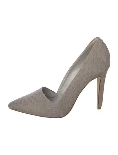 Pre-owned Alice And Olivia Snakeskin Pumps In Gray