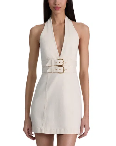 Alice And Olivia Solana Buckle-detail Halterneck Mini Dress In White