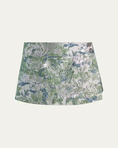 Alice And Olivia Somers Metallic Jacquard Mini Skort In Multi