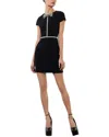 Alice And Olivia Sophie Cap Sleeve Mini Dress With Embellished Bow Detail In Beige