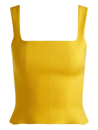 Alice And Olivia Square-neckline Bustier Top In Yellow