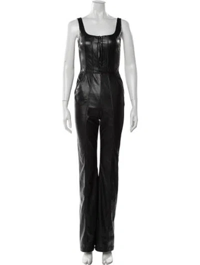 Pre-owned Alice And Olivia Square Neckline Jumpsuit In Black