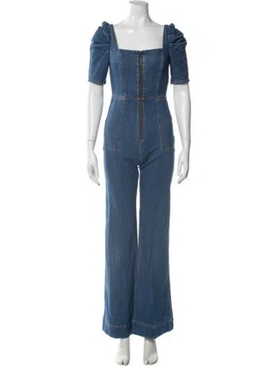 Pre-owned Alice And Olivia Square Neckline Jumpsuit In Blue