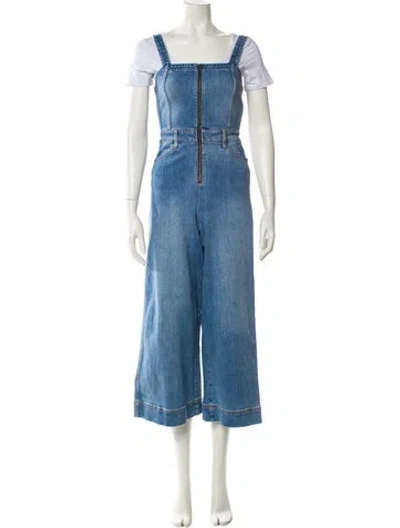 Pre-owned Alice And Olivia Square Neckline Jumpsuit In Blue